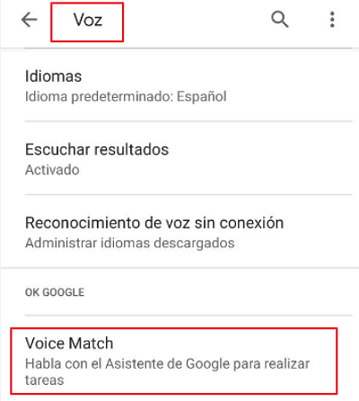 OK Google en Android paso 5