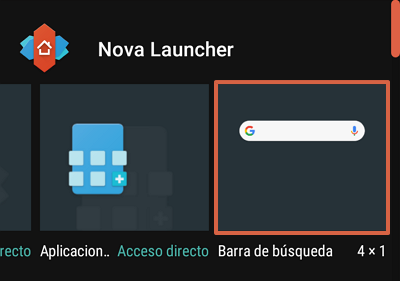 Cómo agregar la barra de Google en Android como un widget desde Nova Launcher paso 2