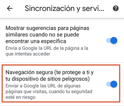 Cómo bloquear páginas web en Google Chrome para Android desde las configuraciones paso 5