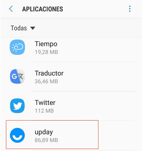 Desactivar UpDay desde ajustes paso 3