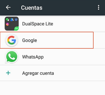 Eliminar cuenta de Google desde el Smartphone paso 3