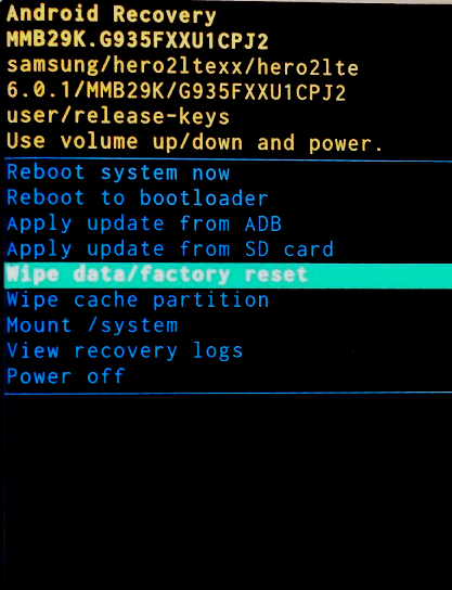 Wipe data- factory reset