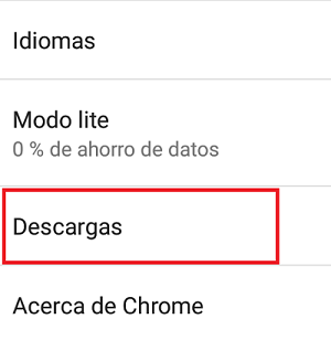Cambiar la carpeta de descargas en Android desde Google Chrome paso 3.