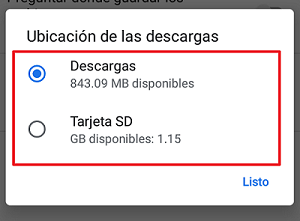 Cambiar las carpetas de descarga de forma directa paso 5.