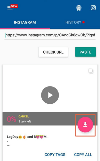 Como descargar fotos y videos desde Instagram con App Descargar fotos y videos paso 6