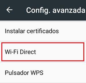 Cómo activar el Wifi Direct paso 5.