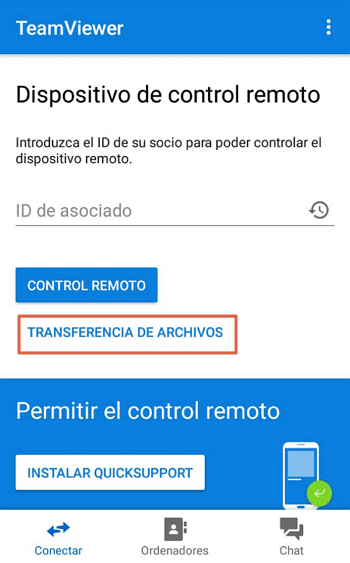 Transferir archivos con TeamViewer desde Android al ordenador paso 3.