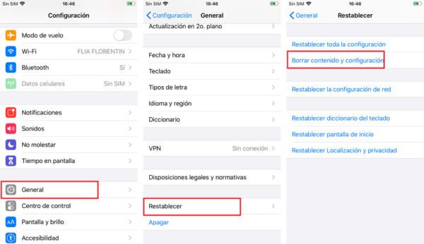 borrar datos de iphone