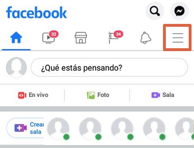Activar seguidores en la app de Facebook paso 1
