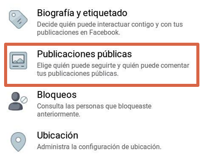 Activar seguidores en la app de Facebook paso 4