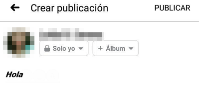 Cómo usar negritas y cursivas en Facebook desde el móvil paso 5