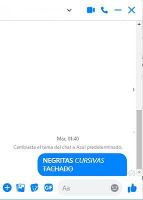 Cómo usar negritas y cursivas en Messenger de Facebook desde la PC.