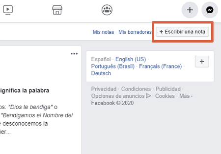 Cómo usar negritas y cursivas en notas de Facebook paso 2