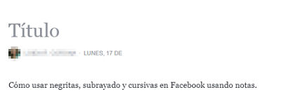 Cómo usar negritas y cursivas en notas de Facebook paso 3