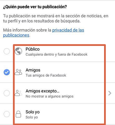 Configurar privacidad en publicaciones de Facebook paso 3