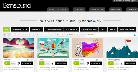Descargar música gratis desde Android con Bensound