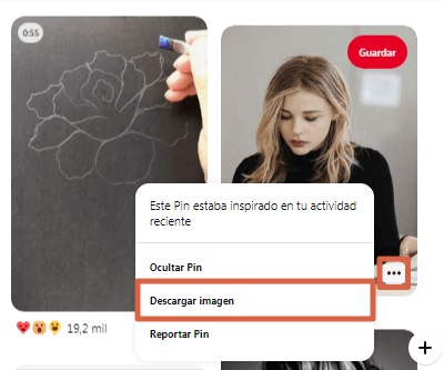 Cómo descargar imágenes de Pinterest en el feed o tablero desde el ordenador