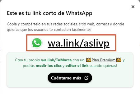 Cómo crear el link o enlace de WhatsApp para abrir tu chat con WA.Link paso 4