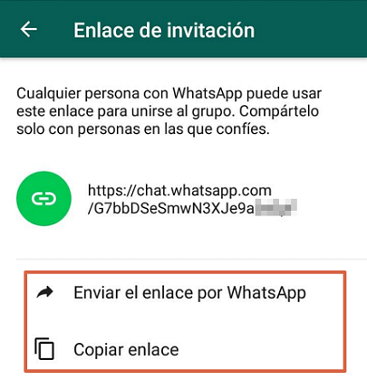 Cómo crear un link o enlace de un grupo de WhatsApp paso 3.