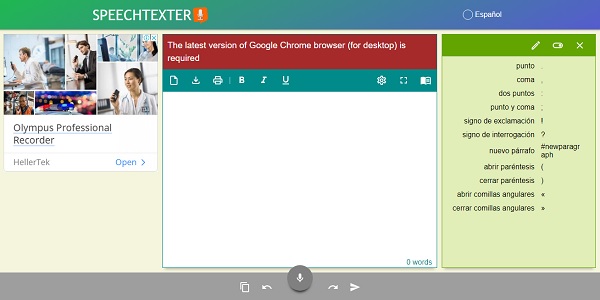 Speechtexter como sitio web para transcribir audios a texto