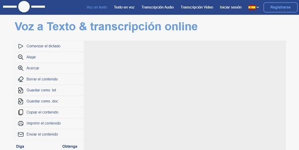 Text from to speech como sitio web para transcribir audio a texto